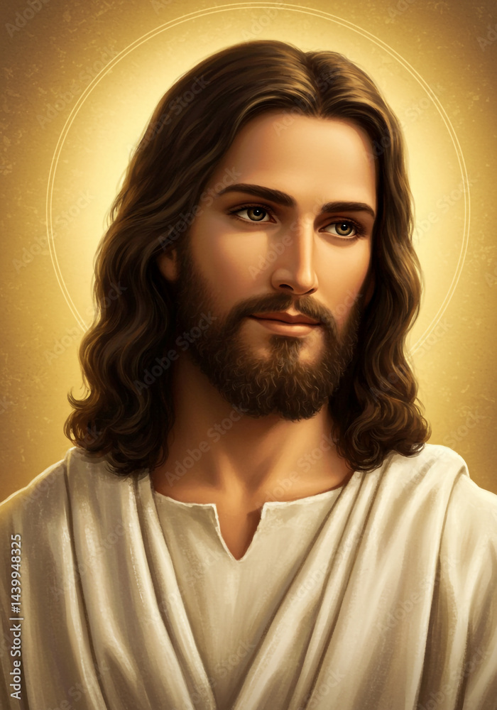 Jesus Christ Portrait with Soft Light and Heavenly Drape Jesus Christ Portrait with Soft Light and Heavenly Drape
