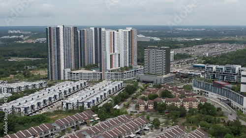 Aerial shot of housing district in Sepang near the International F1 Circuit in Selangor and KLIA airport, Malaysia