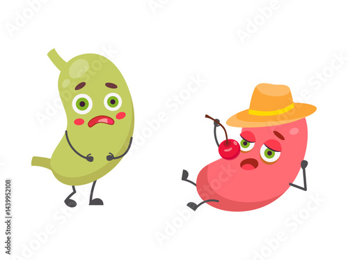 Set of cute, funny stomach character