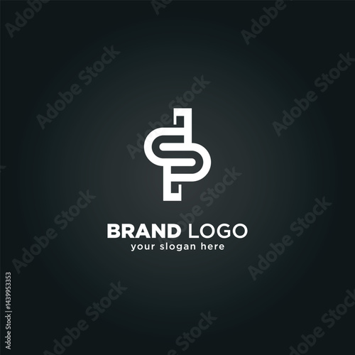Creative Letter D and P Monogram Logo with Black Background.
