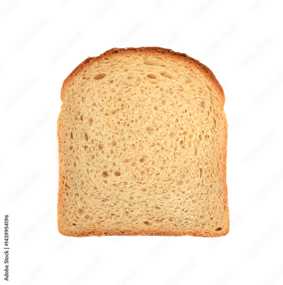 Slice of bread wheat in toast shape isolated on white view above Slice of bread wheat in toast shape isolated on white view above