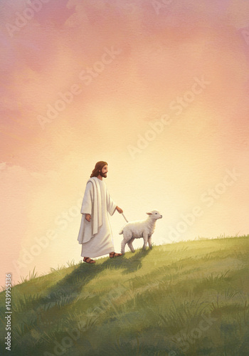 Jesus Christ Leading a Lamb...