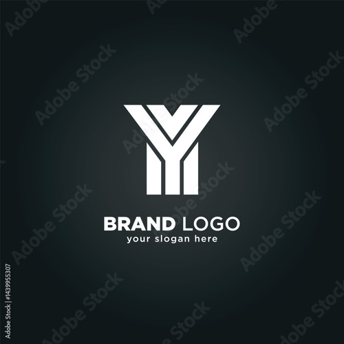 Creative Letter M and Y Monogram Logo with Black Background.