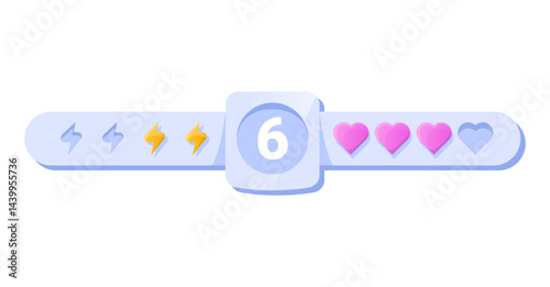 Obraz na płótnie Game UI button. Mobile application or game interface element. Cartoon colorful design. Sticker or label for user interface w salonie