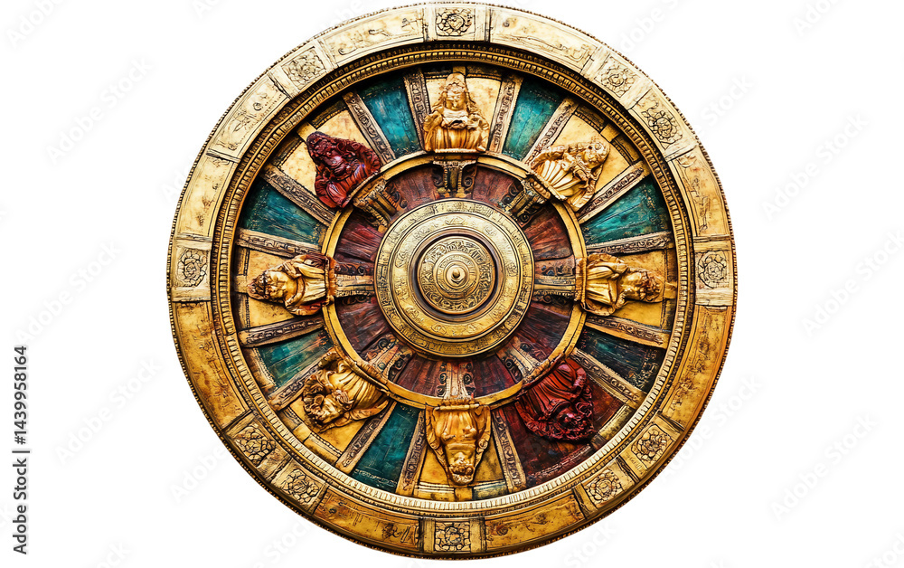 A Representation of the Wheel of Samsara, Showcasing the Constant Cycle of Life and Rebirth Isolated on transparent background. A Representation of the Wheel of Samsara, Showcasing the Constant Cycle of Life and Rebirth Isolated on transparent background.