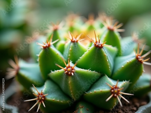 Wallpaper Mural an image of a close up of a cactus plant in a pot, there is a small cactus plant with many small leaves Torontodigital.ca