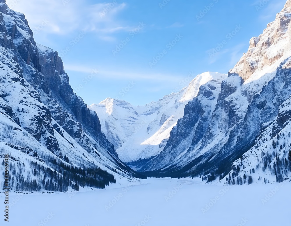 Obraz premium an image of a person on skis is walking through a snowy mountain, there is a person on skis in the snow near a mountain