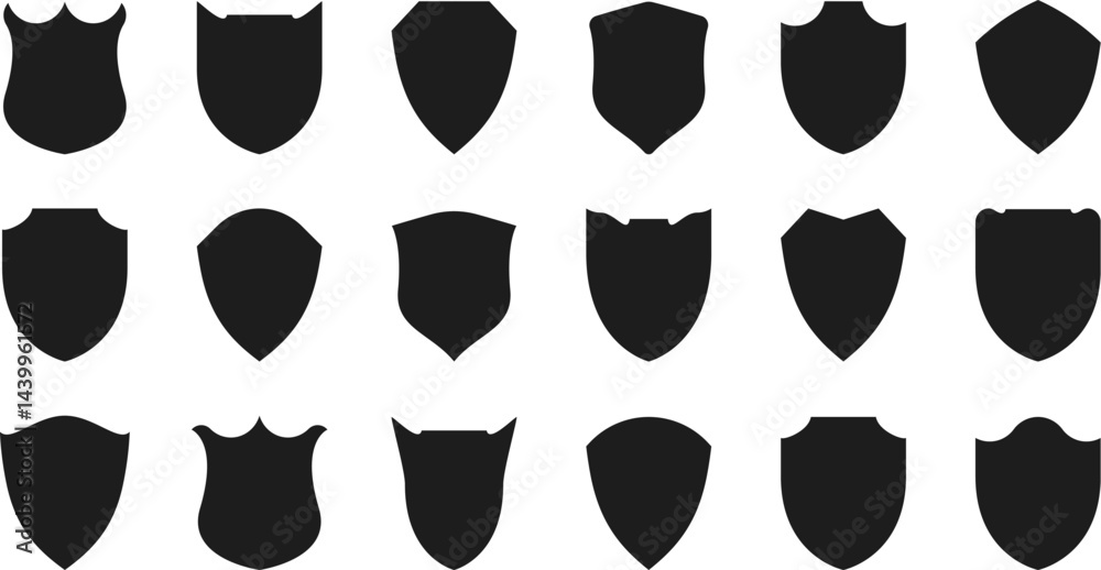 Shields set. Collection of security shield icons. Vector illustration Shields set. Collection of security shield icons. Vector illustration