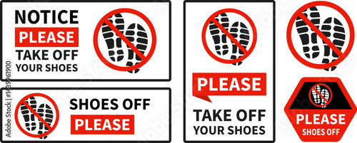 Attention sign. Please take off your shoes. Remove your shoes. Vector