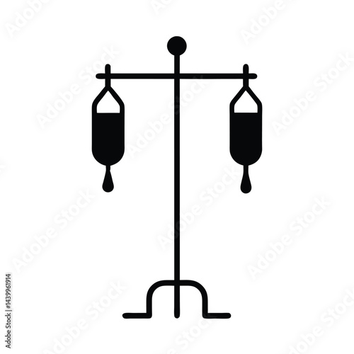 IV Drip Stand Silhouette Vector Icon Set Clean