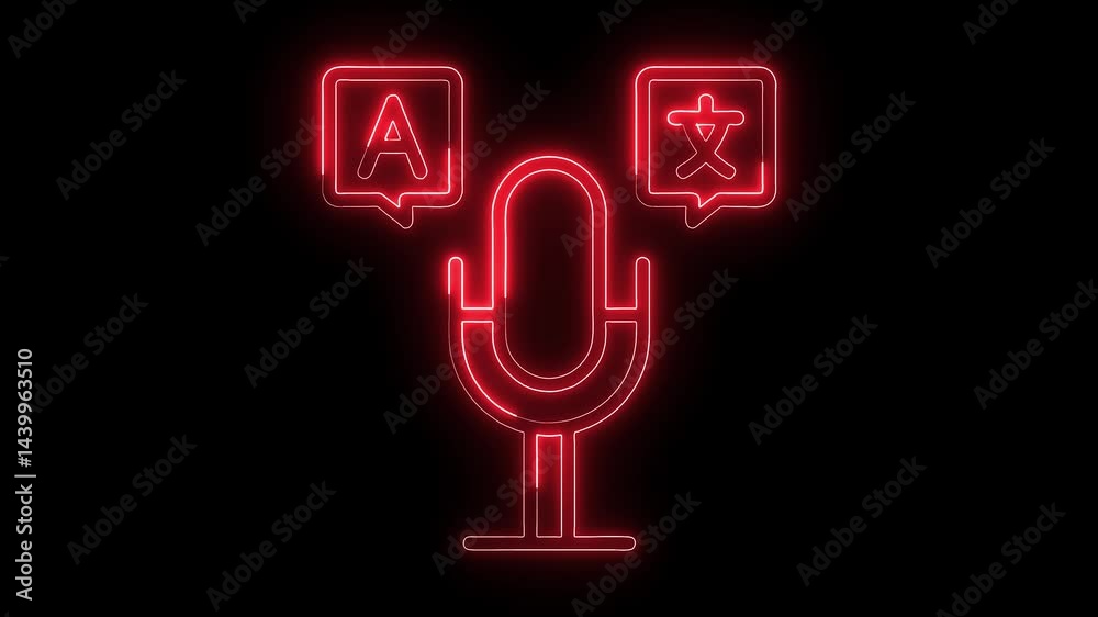 Neon style multilingual voice translation technology concept animation Neon style multilingual voice translation technology concept animation