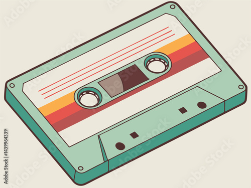 Retro Cassette Tape Illustration: Vintage Music, Audio, and Nostalgia Design.