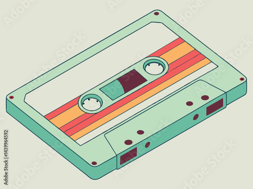 Retro Cassette Tape Illustration: Vintage Music, Audio, and Nostalgia Design.