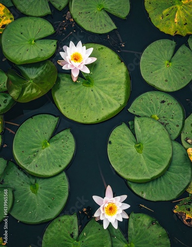 water lilies on the pond