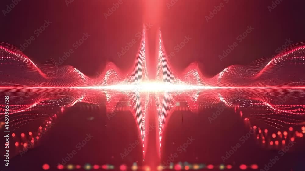 Red abstract background of pulsating red light waves