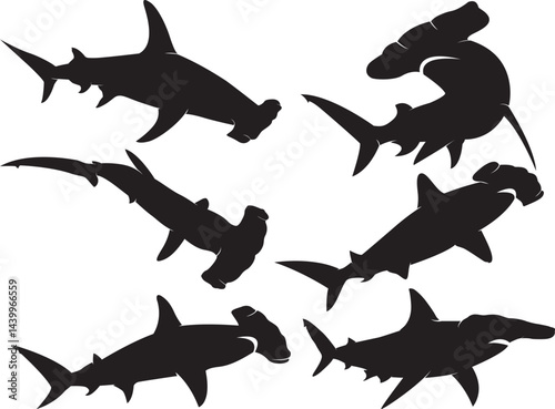 Wallpaper Mural Hammerhead Shark, Sharks Silhouette, Ocean Life Torontodigital.ca