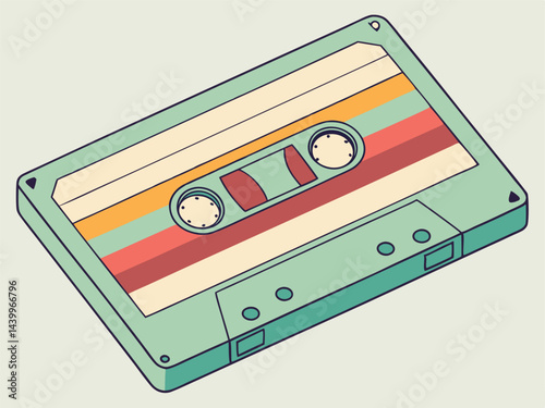 Retro Cassette Tape Illustration: Vintage Music, Audio, and Nostalgia Design.