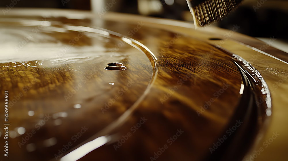 Obraz premium Wooden Surface Being Finished with a Brush