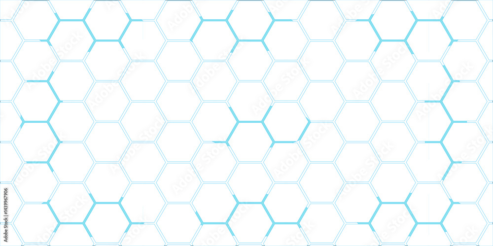 Abstract blue hexagonal pattern with honeycomb texture in seamless design