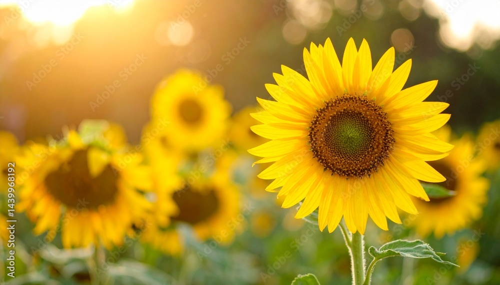 Obraz premium nature background with sunflower in sunlight 