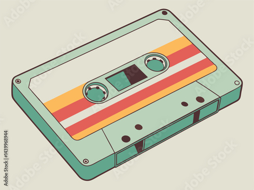 Retro Cassette Tape Illustration: Vintage Music, Audio, and Nostalgia Design.