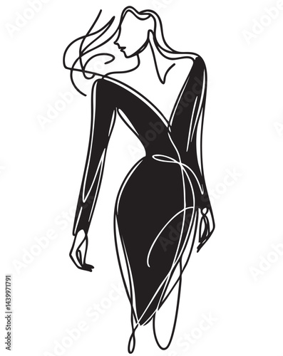 ball gown short mannequin hand drawing illustration on a white background