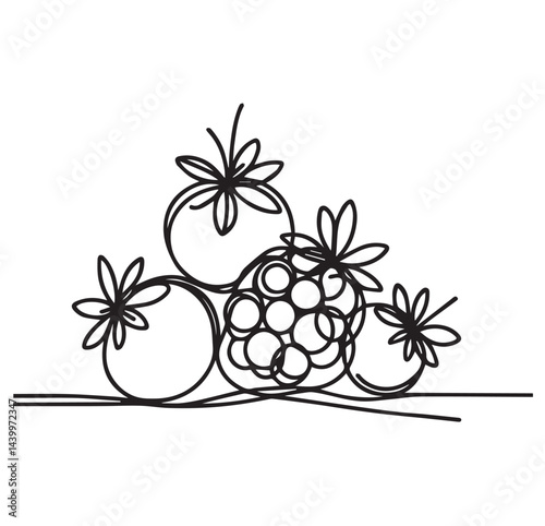 Berries sketch. Line sketch berries set background