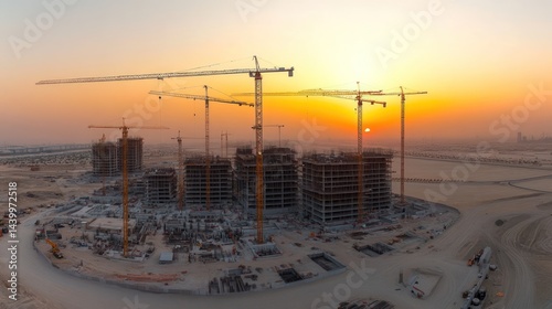Desert Sunset Construction Site Aerial