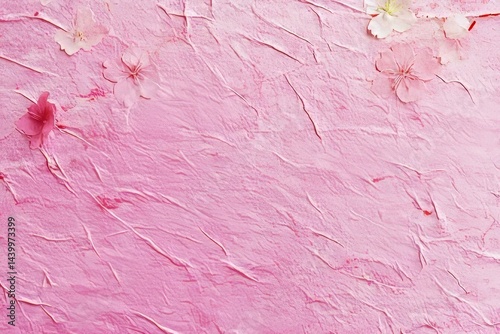 Wallpaper Mural Pink textured surface adorned with delicate blossoms. Torontodigital.ca