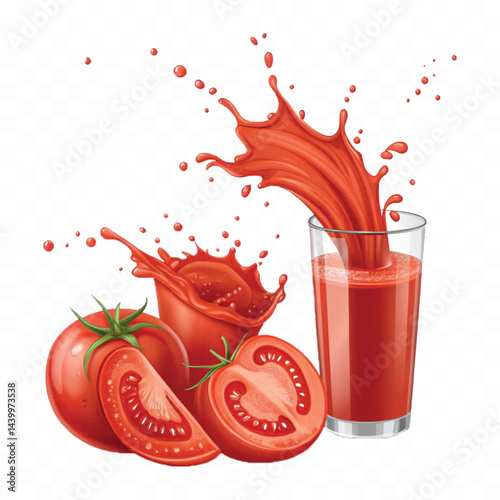 realistic 3d red tomato juice or ketchup sauce splashes isolated on transparent background