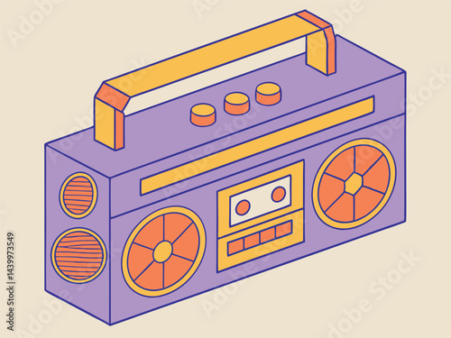80s Style Ghetto Blaster Music Player