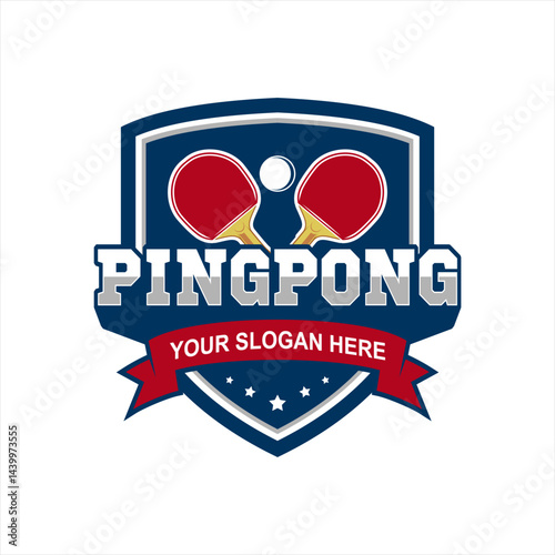 pingpong table tennis logo team club emblem vector design template illustration