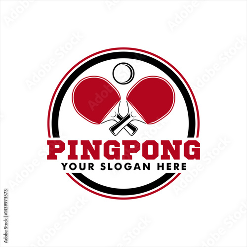 pingpong table tennis logo team club emblem vector design template illustration