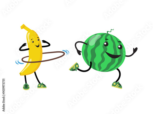Set Fruit Character cute