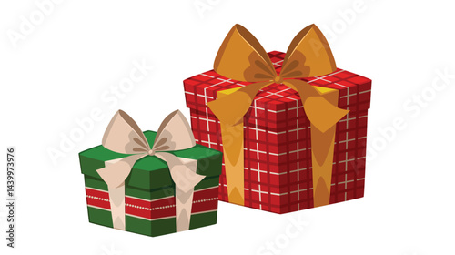 illustration of beautifully wrapped Christmas presents with ribbons and festive patterns, symbolizing holiday cheer, giving, and joyful seasonal celebration