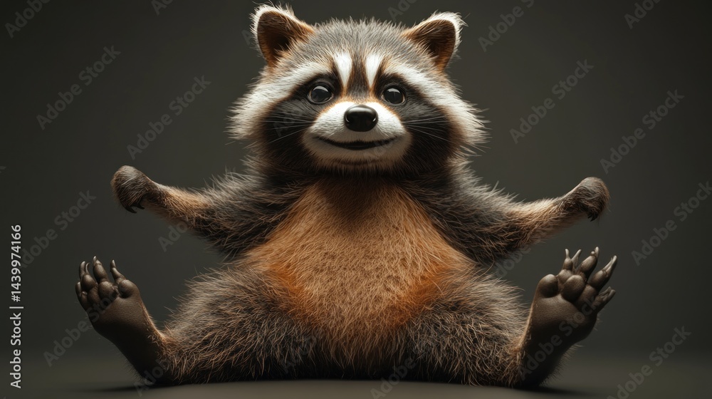 Obraz premium Cute Raccoon Studio Shot, Relaxed Pose
