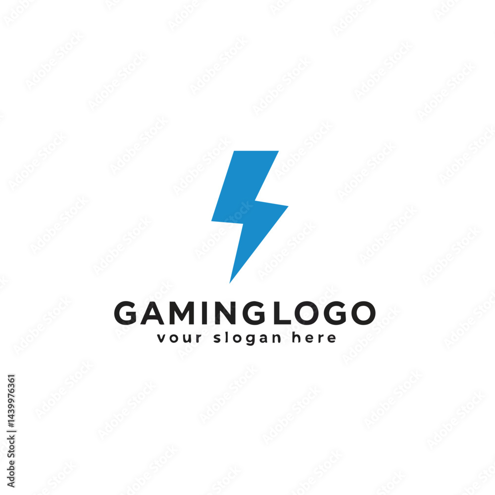 Simple gaming logo design featuring a blue lightning bolt icon symbolizing speed and power.
Simple gaming logo design featuring a blue lightning bolt icon symbolizing speed and power.