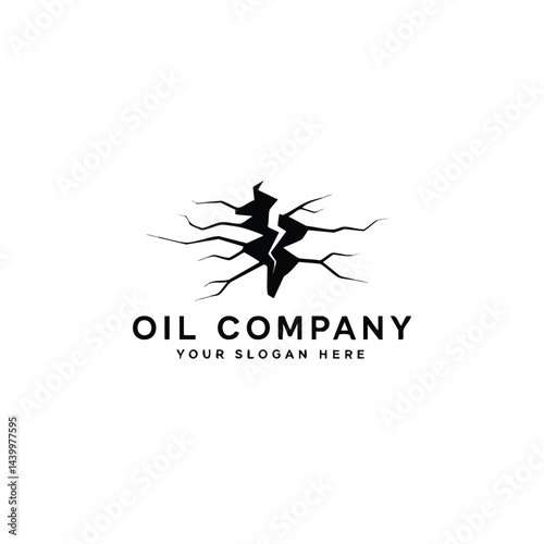 Oil Company Logo with Black Earth Crack or Fissure Symbol Representing Exploration or Extraction Concept.


