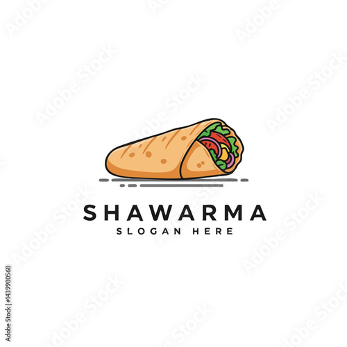 Shawarma wrap vector logo illustration, perfect for Middle Eastern fast food restaurant branding or menu design.
