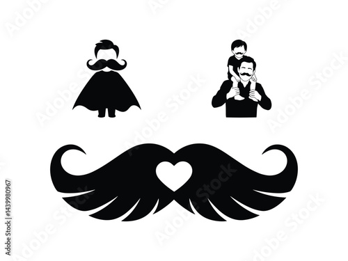 Fathers Day Mustache Superhero Family Love Silhouette Vector Clipart Graphic Bundle