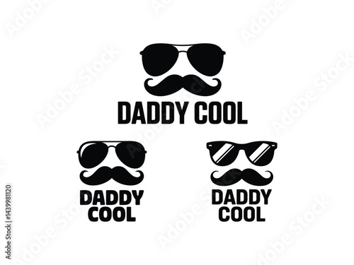 Fathers Day Daddy Cool Mustache Sunglasses Silhouette Vector Clipart Graphic Bundle