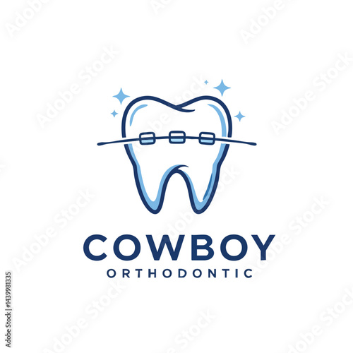 Cowboy Orthodontic logo with tooth and braces icon. Represents dental care, orthodontist services, and smile alignment.

