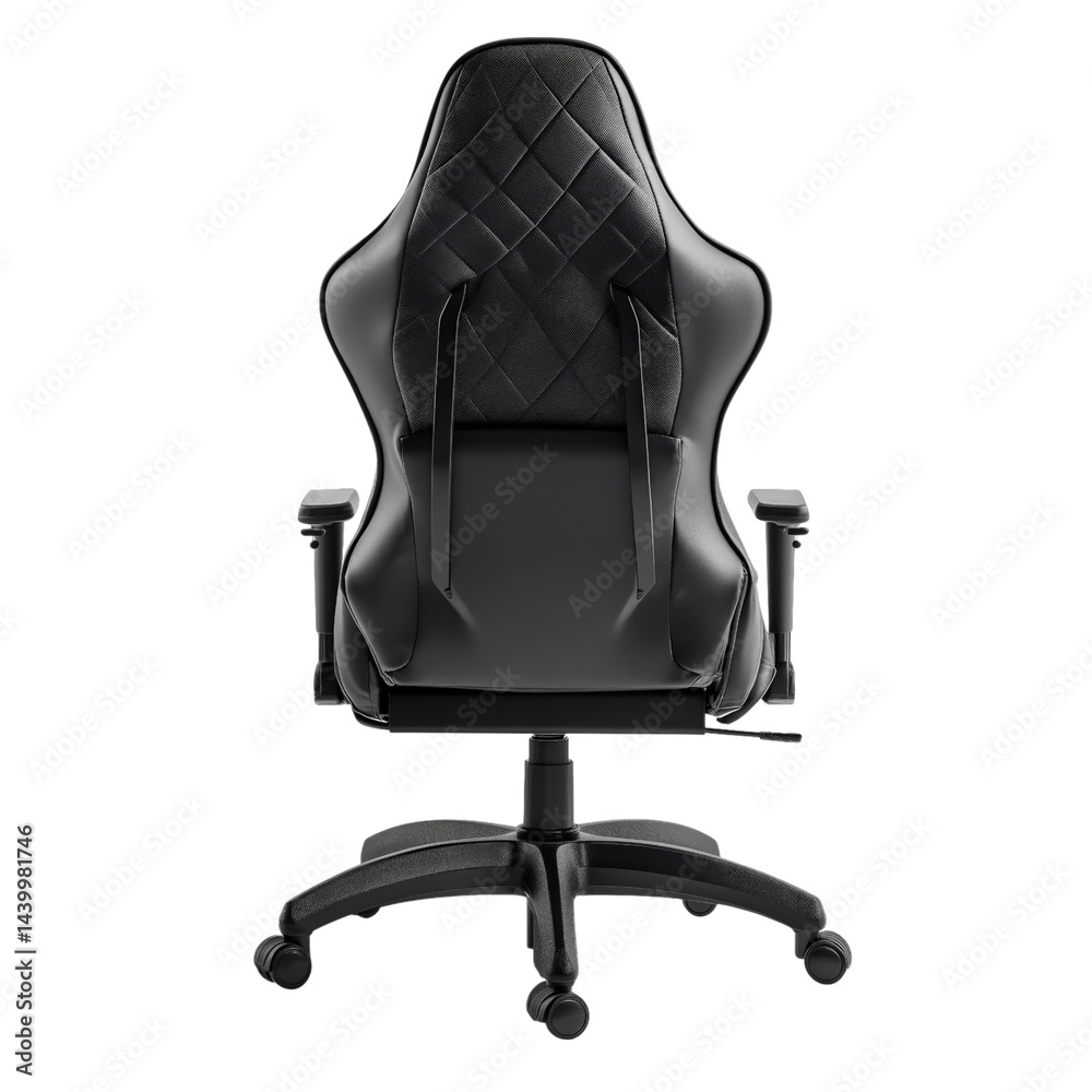 Luxury black gaming chair with ergonomic design, diamond stitching, and adjustable armrests for ultimate comfort and performance.