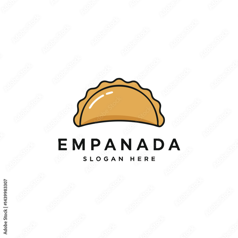 Empanada logo illustration. Simple cartoon icon of savory pastry, perfect for Latin or Spanish food businesses.

