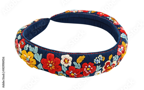 Authentic Slavic Headband with Traditional Flower Motifs Isolated on transparent background. photo