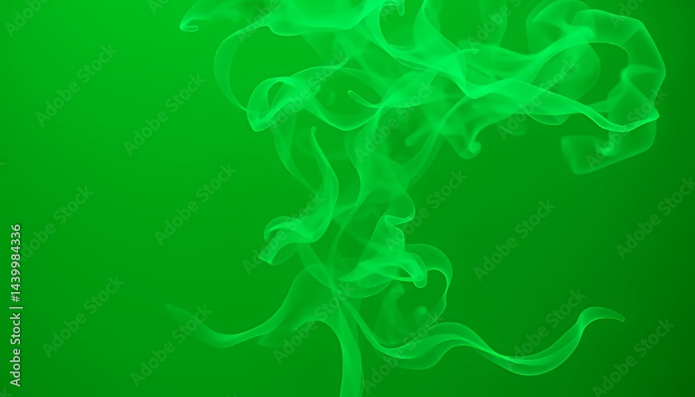 Vibrant Green Vfx Smoke Effect Isolated on Green Screen Background for Melancholic Musical Fantasy Studio Production Element and Visual Effects