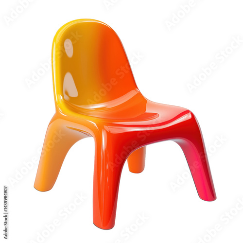 Obraz na płótnie Colorful plastic children's chair with red, yellow, blue, and orange segments, playful modern design isolated on transparent background w salonie