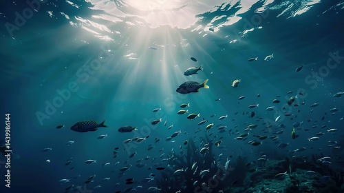 Underwater World Light Blue Background: A Tranquil and Enchanting Ocean Scene for Creative Projects