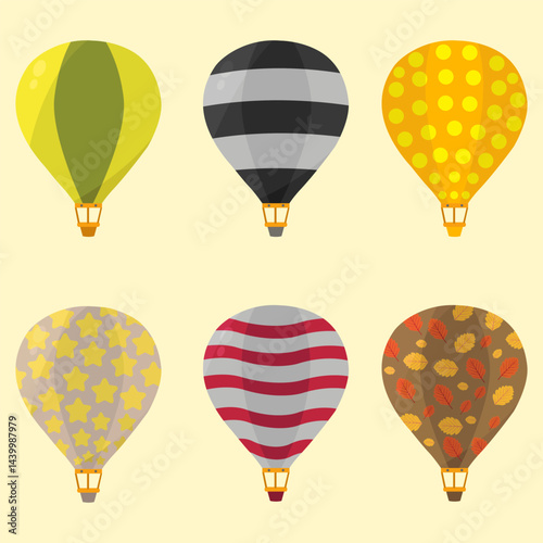 collection of hot air balloons in various colors and styles