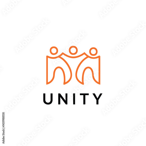 Unity logo showing three connected people in orange line art, symbolizing teamwork, community, and connection.

